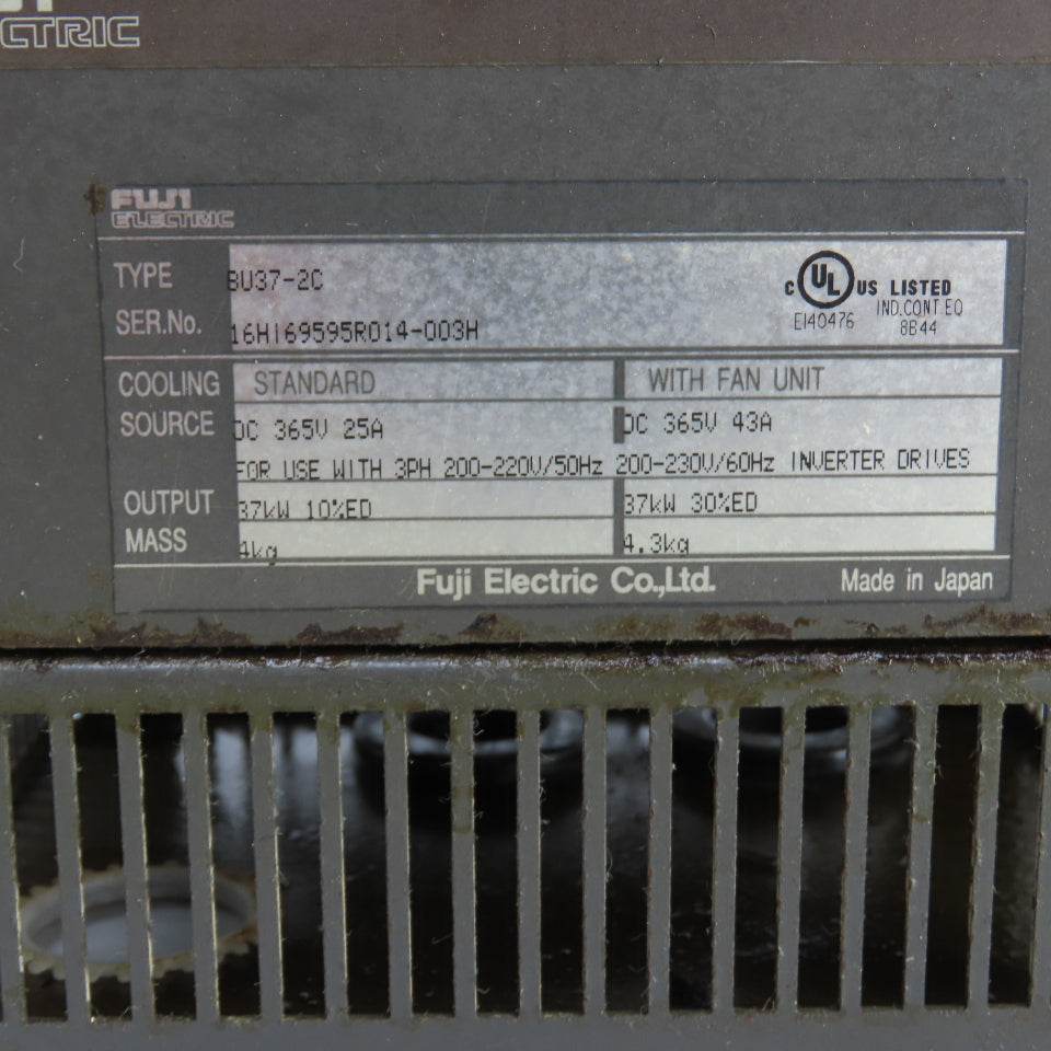 Fuji BU37-2C Dynamic Braking Unit 37kW 230VAC 3-Phase