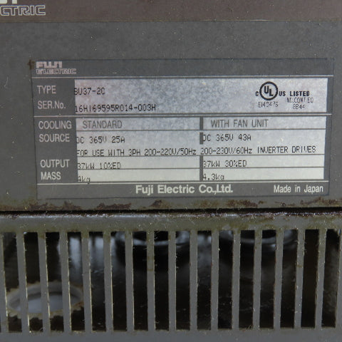 Fuji BU37-2C Dynamic Braking Unit 37kW 230VAC 3-Phase