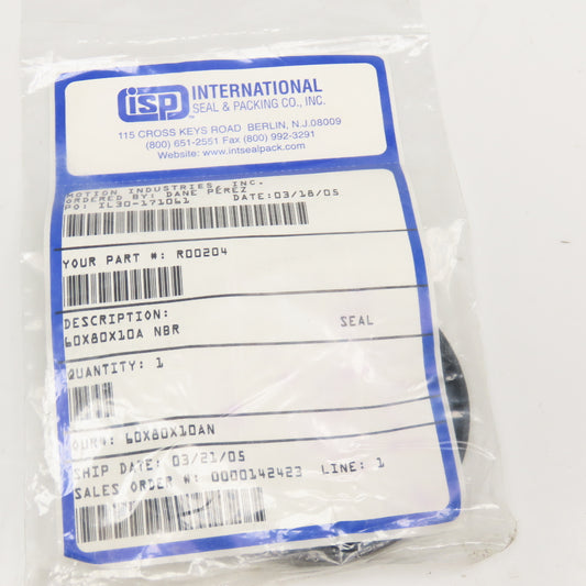 International Seal & Packing 60x80x10A NBR Rotary Shaft Oil Seal