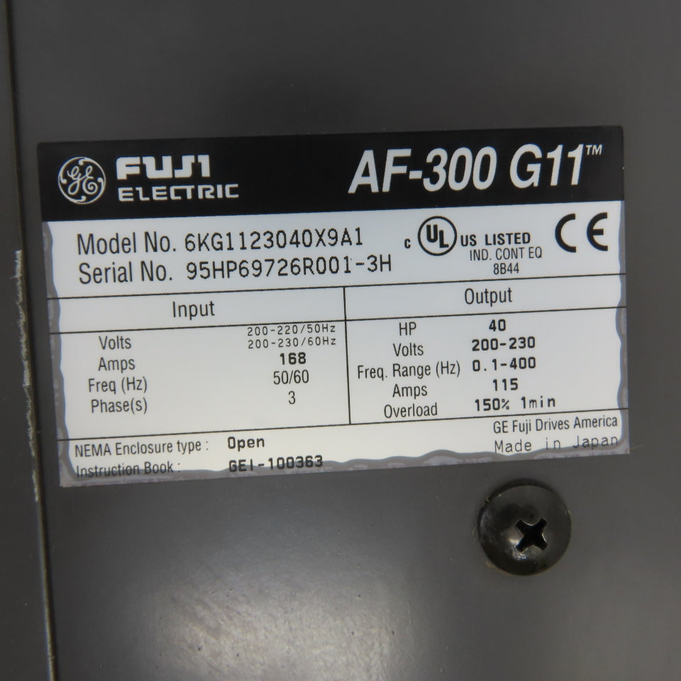GE Fuji AF-300 G11 6KG1123040X9A1 40HP Variable Frequency Drive 230VAC 3-Phase