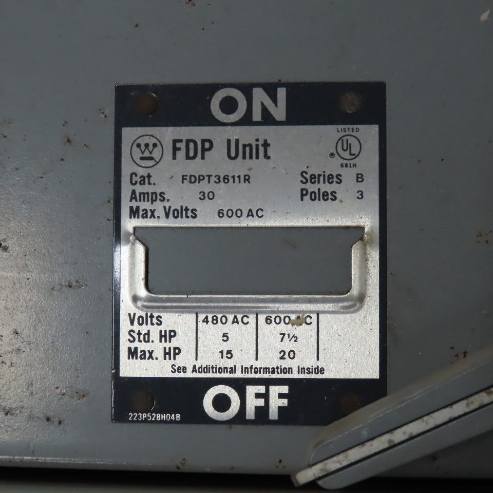 Westinghouse FY48384 Type FDP 400A 3Ph 3W 480V Fused Panel Switch Board