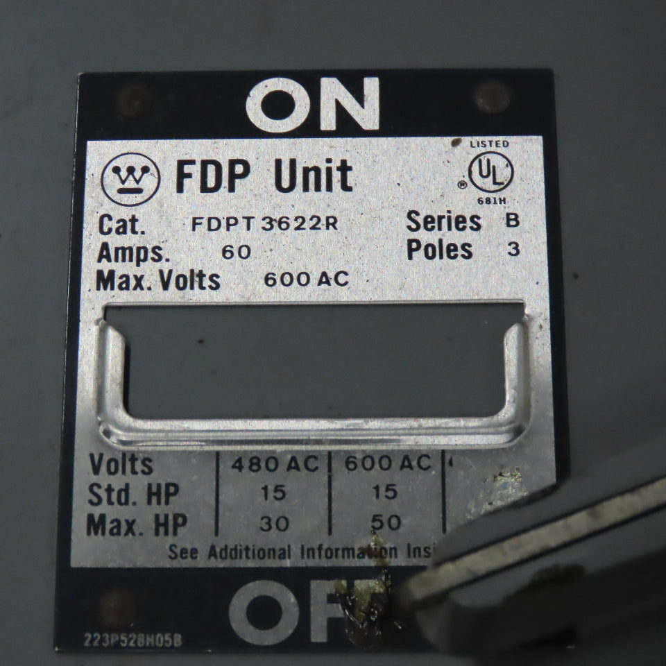 Westinghouse FY48384 Type FDP 400A 3Ph 3W 480V Fused Panel Switch Board