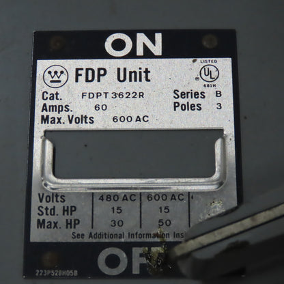 Westinghouse FY48384 Type FDP 400A 3Ph 3W 480V Fused Panel Switch Board