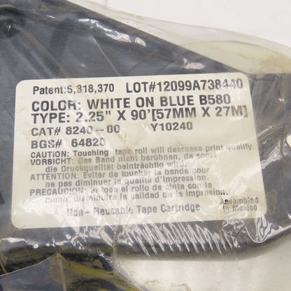 Brady 8240-00 B580 White On Blue 2.25" x 90' Label Cartridge