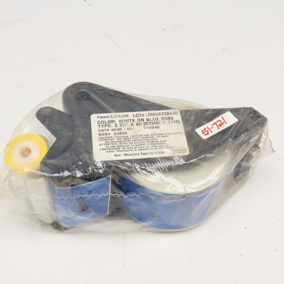 Brady 8240-00 B580 White On Blue 2.25" x 90' Label Cartridge