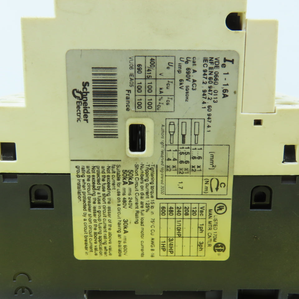 Telemecanique GV2-P06 1-1.6A Motor Protector Circuit Breaker Lot Of 4