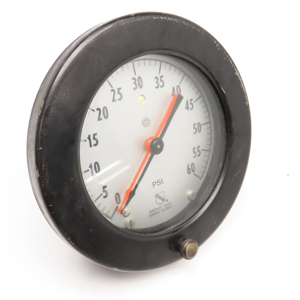 Ashcroft 0-60 PSI Panel Mount 6" Back Ported Max Hand Pressure Gauge 1/4"NPT