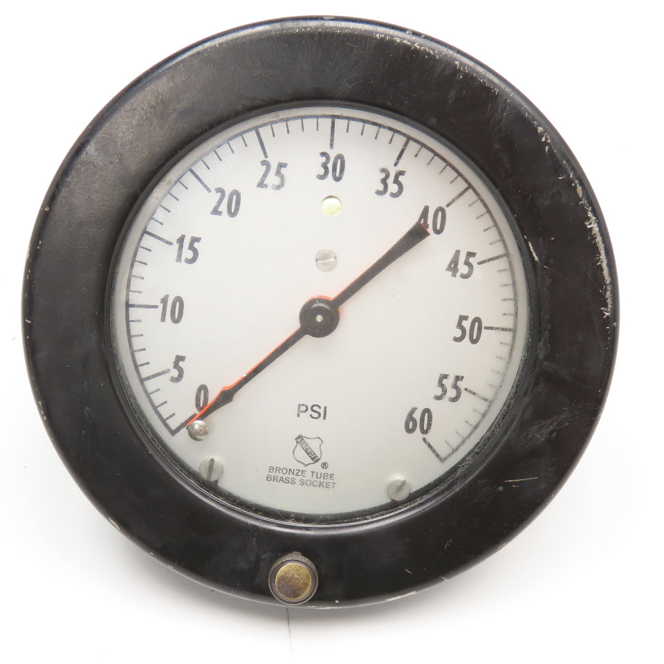 Ashcroft 0-60 PSI Panel Mount 6" Back Ported Max Hand Pressure Gauge 1/4"NPT