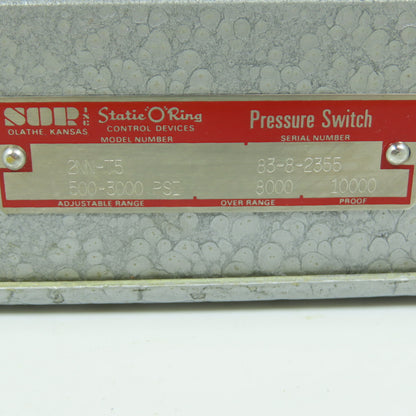 Static-O-Ring Sor 2NN-T5 Pressure Switch 500-3000PSI