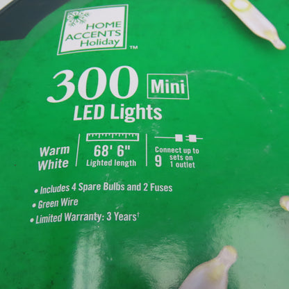 Home Accents 68' 6" Long 300 Mini LED Warm White Christmas Lights