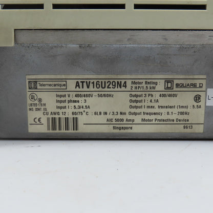 Telemecanique ATV16U29N4 Altivar 16 2HP 1.5kW AC Drive 400/460V 3PH In/Out