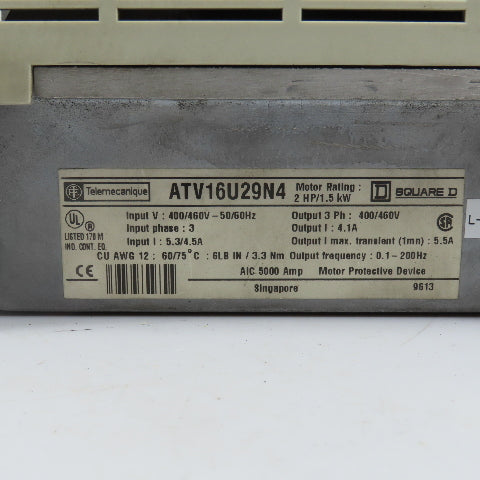 Telemecanique ATV16U29N4 Altivar 16 2HP 1.5kW AC Drive 400/460V 3PH In/Out