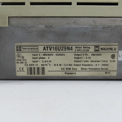Telemecanique ATV16U29N4 Altivar 16 2HP 1.5kW AC Drive 400/460V 3PH In/Out