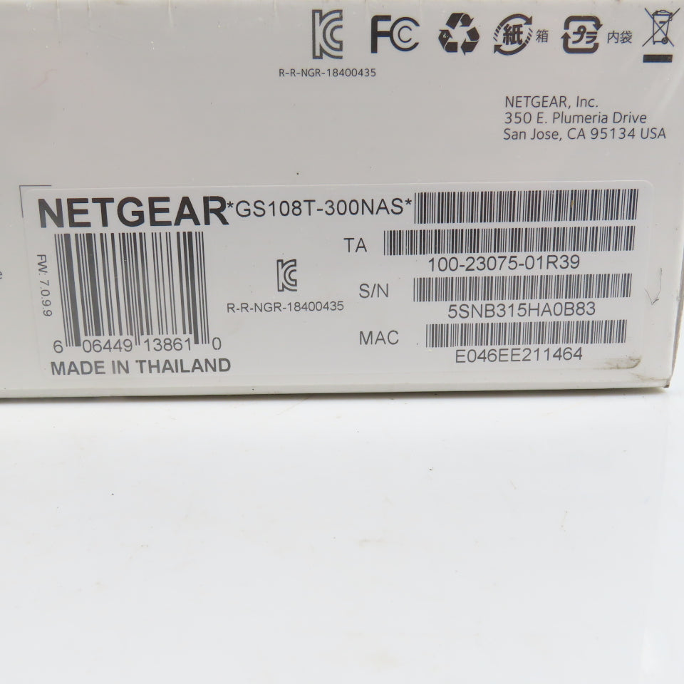Netgear GS108T-300NAS 8-Port Gigabit Ethernet Smart Managed Switch NEW Sealed