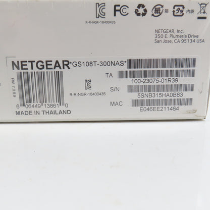 Netgear GS108T-300NAS 8-Port Gigabit Ethernet Smart Managed Switch NEW Sealed