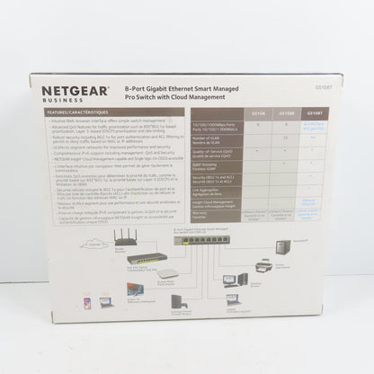 Netgear GS108T-300NAS 8-Port Gigabit Ethernet Smart Managed Switch NEW Sealed