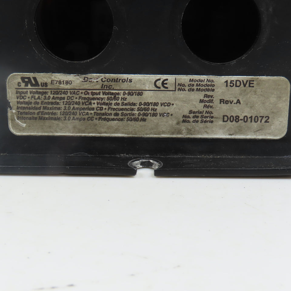 Dart Rev A 15DVE 15 Series DC Speed Controller 120/240VAC Input 0-90/180VDC Out