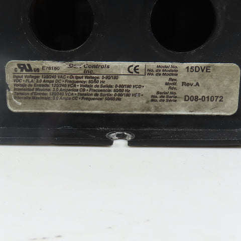 Dart Rev A 15DVE 15 Series DC Speed Controller 120/240VAC Input 0-90/180VDC Out
