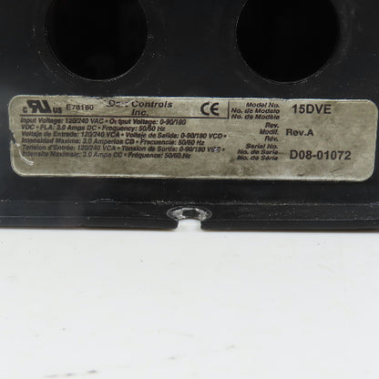 Dart Rev A 15DVE 15 Series DC Speed Controller 120/240VAC Input 0-90/180VDC Out