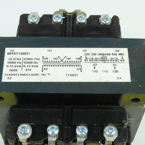 Square D 9070T150D1 0.15kVA Control Transformer Pri 220-480V Sec 110-115-120V