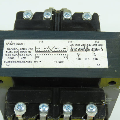 Square D 9070T150D1 0.15kVA Control Transformer Pri 220-480V Sec 110-115-120V