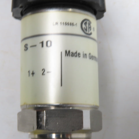 WIKA 8353098 S-10 Pressure Transmitter 0-2000 PSI 4-20mA 10-30VDC 1/2" NPT