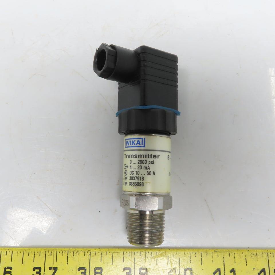 WIKA 8353098 S-10 Pressure Transmitter 0-2000 PSI 4-20mA 10-30VDC 1/2" NPT