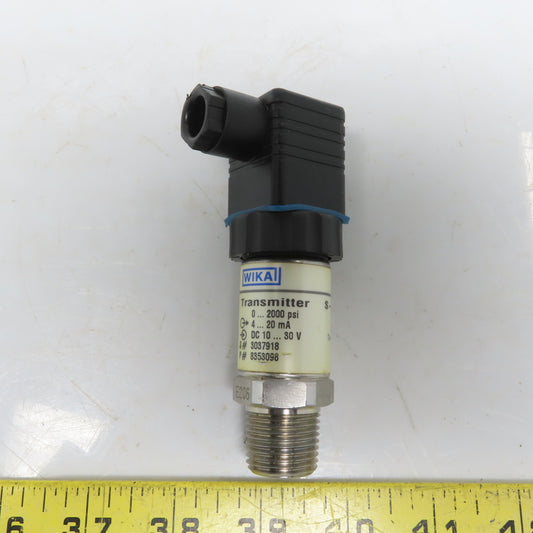 WIKA 8353098 S-10 Pressure Transmitter 0-2000 PSI 4-20mA 10-30VDC 1/2" NPT