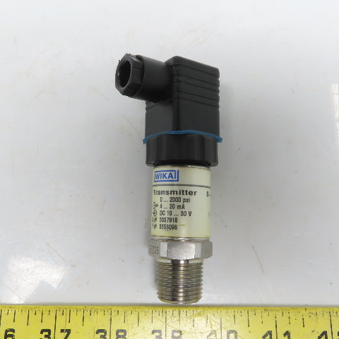 WIKA 8353098 S-10 Pressure Transmitter 0-2000 PSI 4-20mA 10-30VDC 1/2" NPT