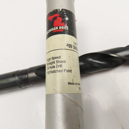 Michigan Drill 59/64" Coolant Thru 2 Flute HSS Spiral Drill Bit 11" OAL