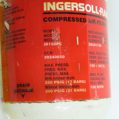 Ingersoll Rand IR150PC Compressed Air Filter Housing 150SCFM 250PSIG Max 3/4"
