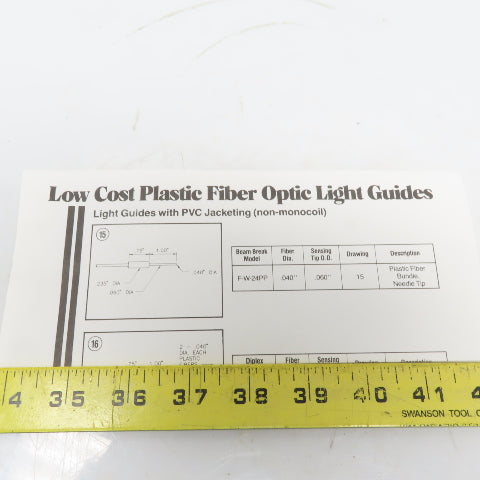 TRI-TRONICS F-W24PP Fiber Optic Light Guide .040 Fiber Dia .060 Sensing Tip O.D.