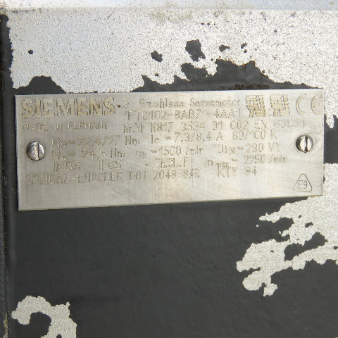 Siemens 1FT61028AB71-4AA1 3Ph Brushless Servo Motor 290VY W/ Encoder B01 2048