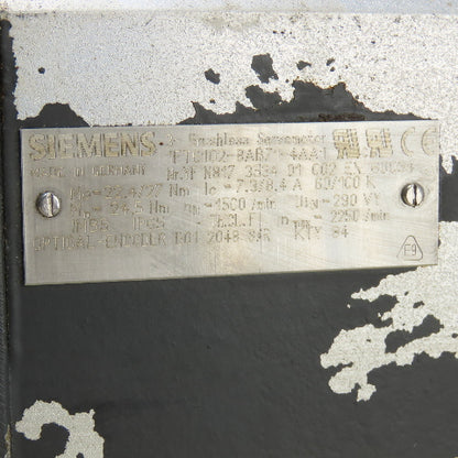 Siemens 1FT61028AB71-4AA1 3Ph Brushless Servo Motor 290VY W/ Encoder B01 2048