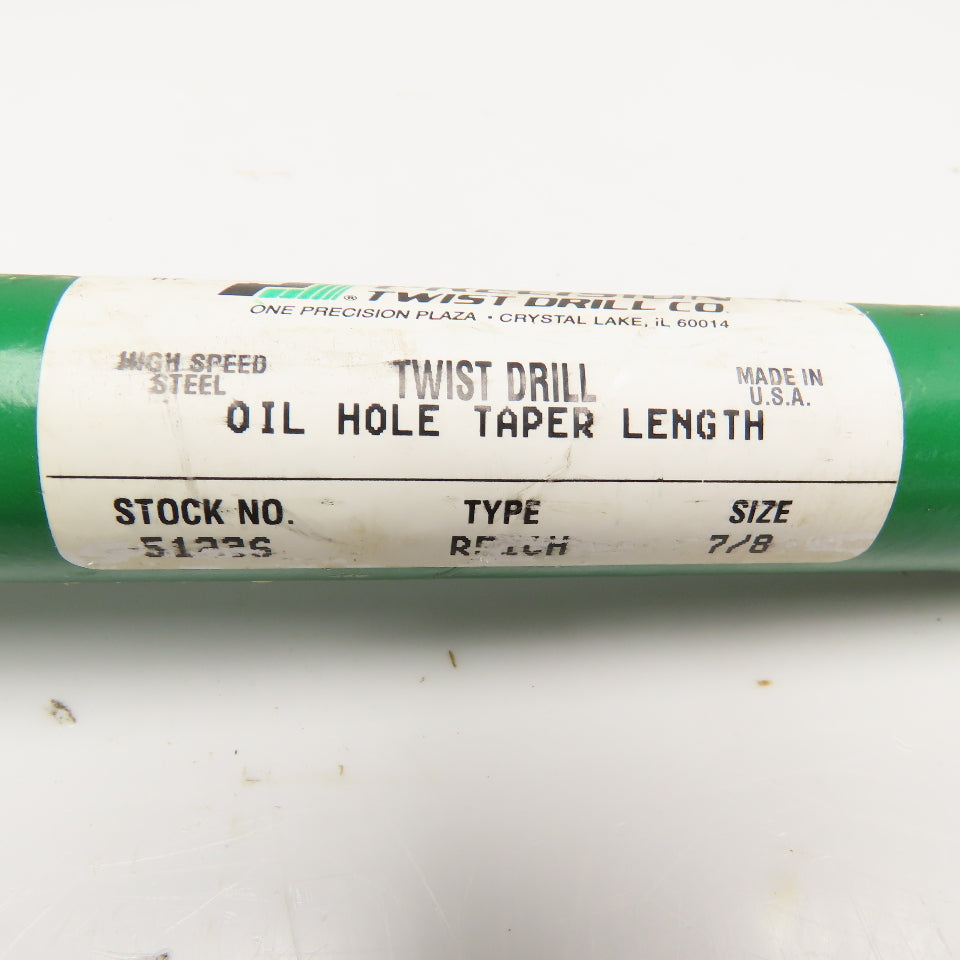 Precision Twist Drill 7/8" Coolant Thru 2 Flute Spiral Drill Bit 11" OAL