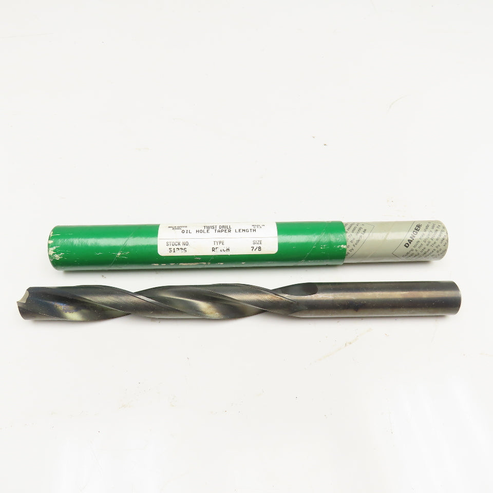 Precision Twist Drill 7/8" Coolant Thru 2 Flute Spiral Drill Bit 11" OAL