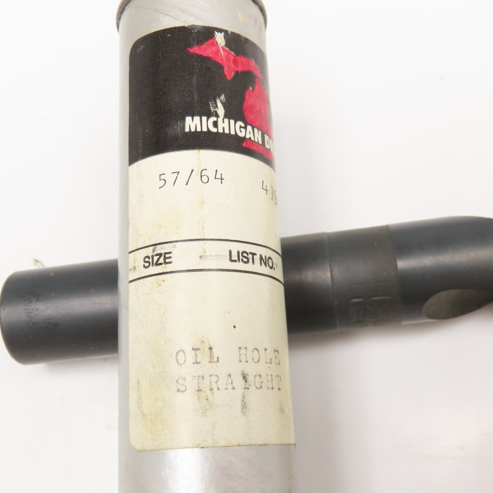 Michigan Drill 57/64" Coolant Thru 2 Flute Twist Drill 10-1/2" OAL