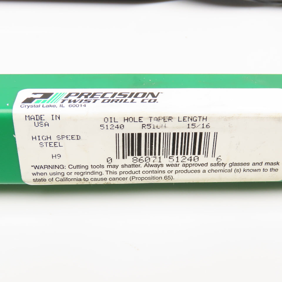 Precision Twist Drill 15/16" Coolant Thru 2 Flute Twist Drill 11" OAL