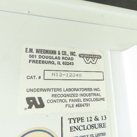 Wiegmann N12-12248 24"x 12"x 8" Electrical Enclosure W/ SELA36A10100 Disconnect