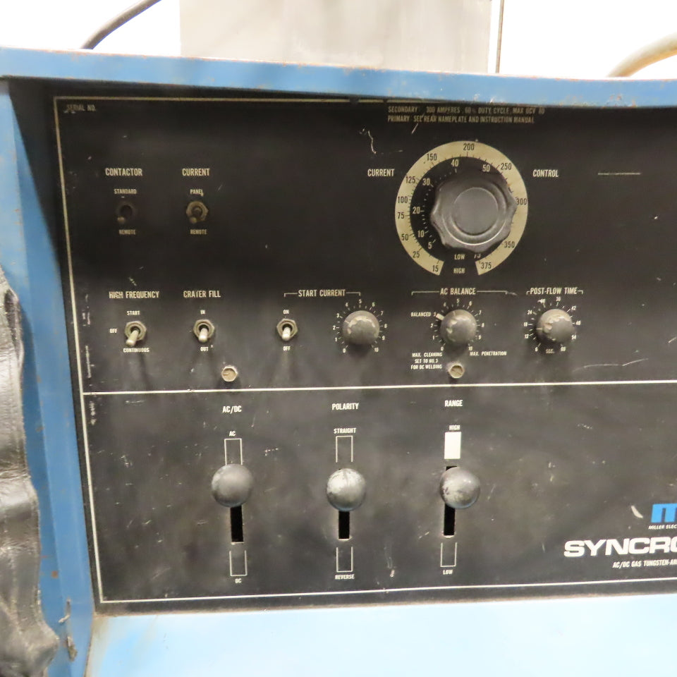 Miller Syncrowave 300 AC/DC TIG Welder 230/460V 1PH W/ Cart, Foot Pedal & Cooler