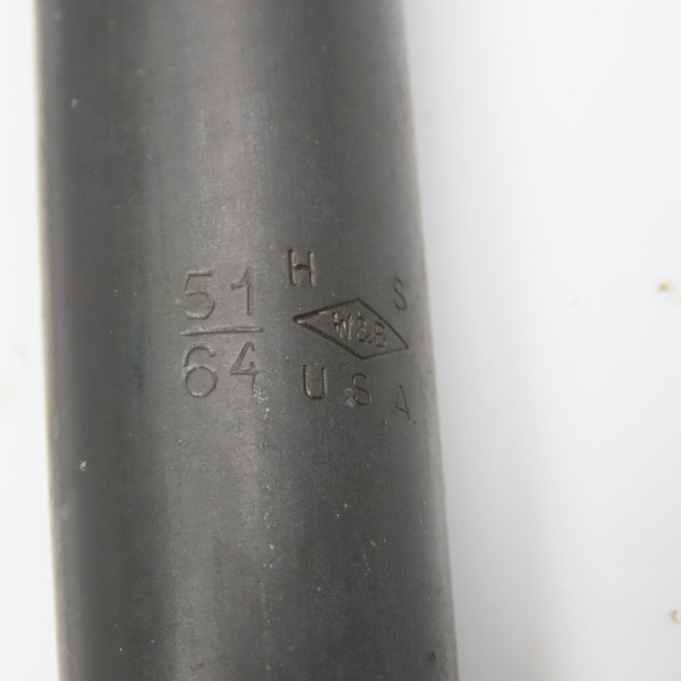 51/64" Coolant Thru 2 Flute Spiral Drill Bit 10-1/2" OAL
