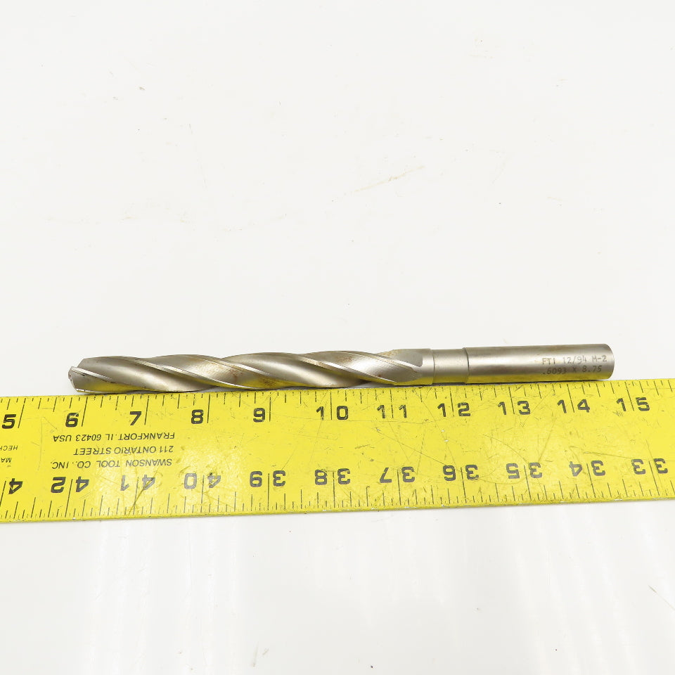 39/64" Coolant Thru 2 Flute Spiral Drill Bit 9" OAL