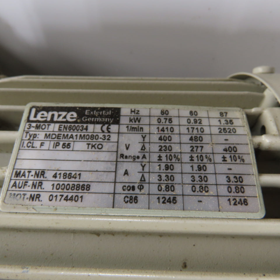 Lenze GST05-2M VRB 080C32 1:32.267 Inline Ratio Gear Motor 1.35KW 3Ph 230-480V
