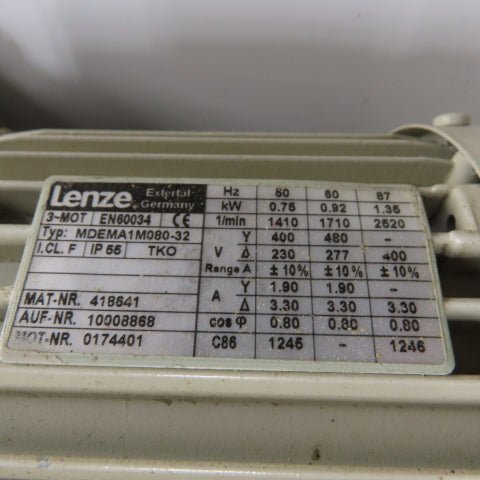Lenze GST05-2M VRB 080C32 1:32.267 Inline Ratio Gear Motor 1.35KW 3Ph 230-480V
