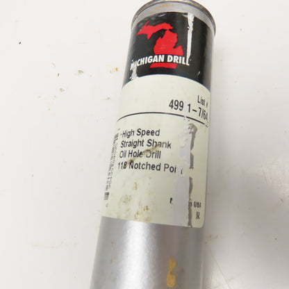 Michigan drill 1-7/64" Coolant Thru 2 Flute Spiral Drill Bit 12" OAL