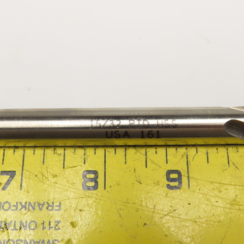 Precision Twist Drill 15/32" Straight Shank Core Drill 4 Flute Twist 7-1/2" OAL