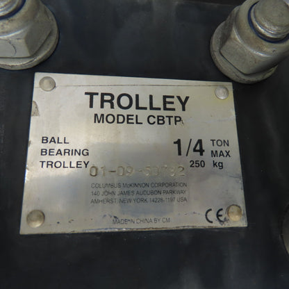 CM CBTP 1/4 Ton Push/Pull Ball Bearing Hoist Beam Trolley 3" to 8" Flange