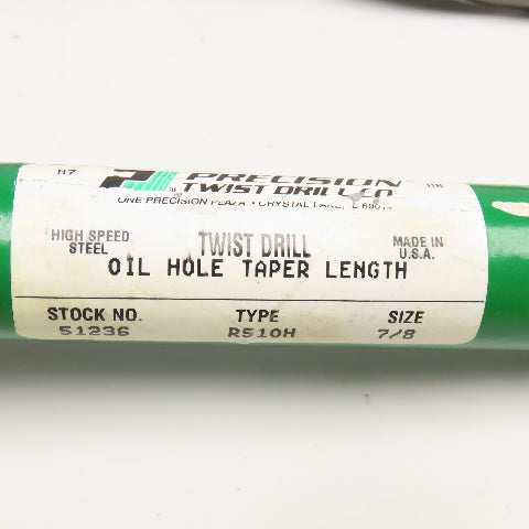 Precision Twist Drill 7/8" Coolant Thru 2 Flute Twist Drill 11" OAL