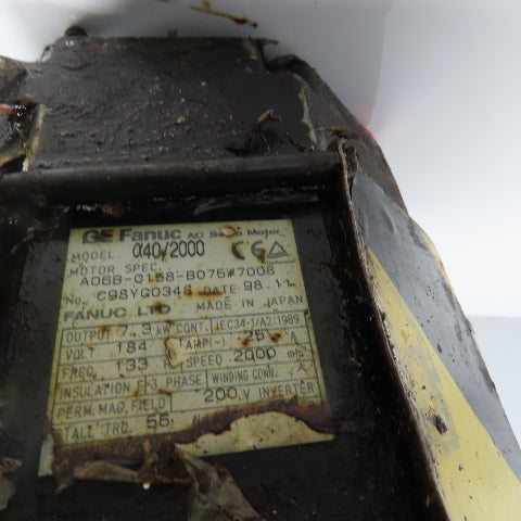 GE Fanuc A06B-015-B075#7008 7.3KW AC Servo Motor 3Ph 184V W/ Fan Parts/Repair