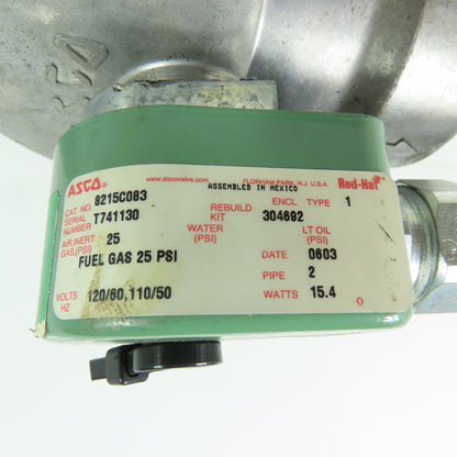 Asco 8215C083 2" Solenoid Gas Valve 25PSI 50/60Hz 120V Coil